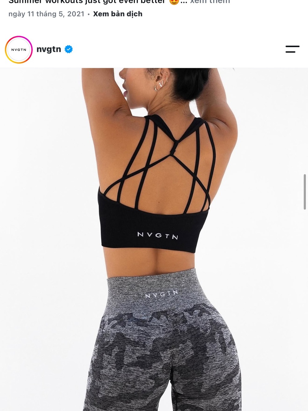 NVGTN Black Strappy Sports Bra with Decorative Back